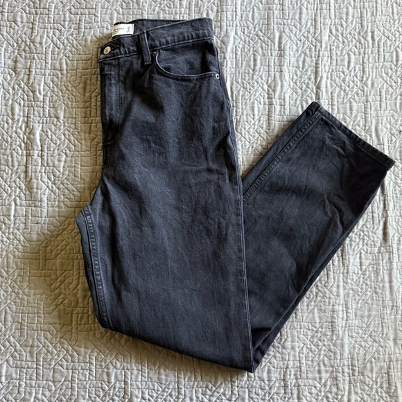 Abercrombie & Fitch Curve Love Ultra‎ High Rise 90s Straight Jean Black Size 29R - Picture 7 of 13